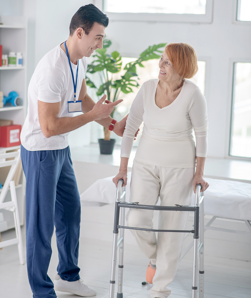 Patient and physical therapist